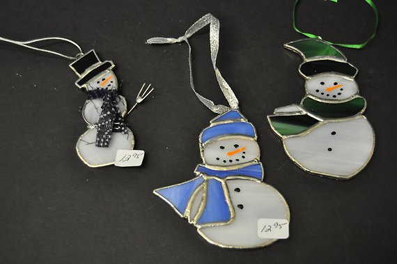 Stained Glass Snowman Ornament