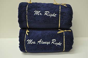 Set of Mr & Mrs Right Bath Towels